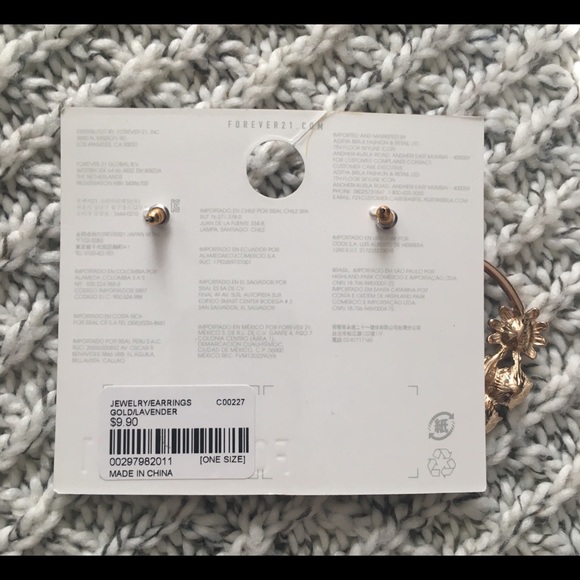 NWT Lavender jeweled hoop earrings - Picture 2 of 3